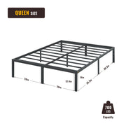 GrandRest 14 " Dura Metal Bed Frame with Non-Slip Feature
