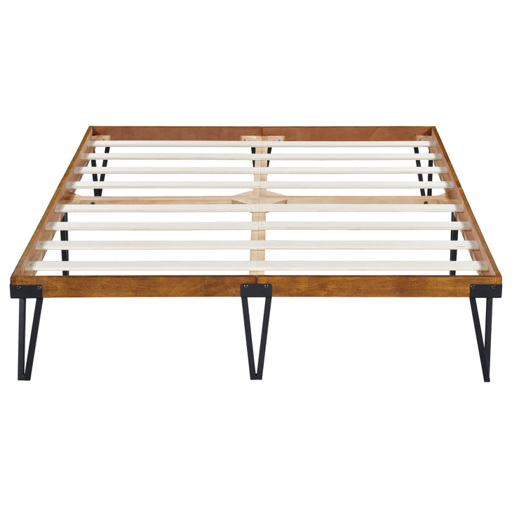 14" Metal and Wood Platform Bed