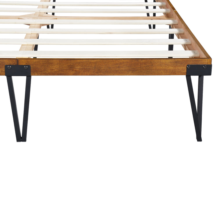 14" Metal and Wood Platform Bed