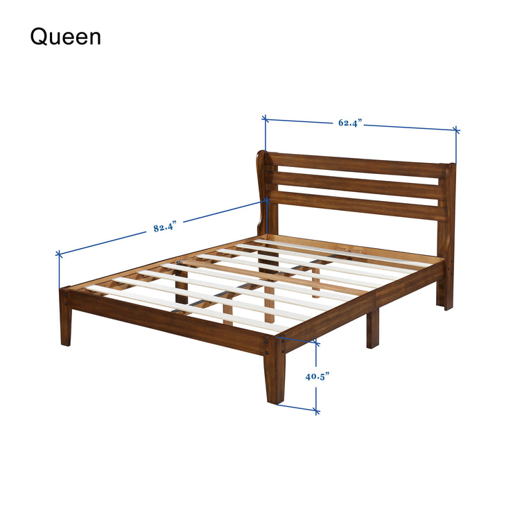 40" Mid Century Wooden Bed