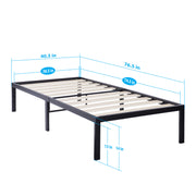 14" Wood Slat Metal Bed Frame, Easy Assembly