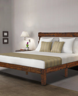 12 inch Classic Solid Wood Platform Bed with Headboard